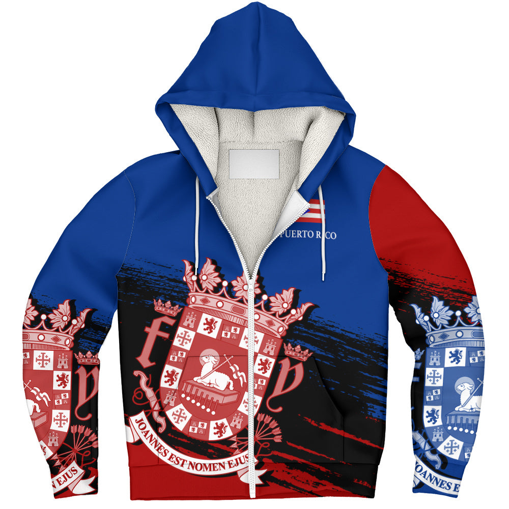 Puerto Rico Sherpa Hoodie Coat Of Arms Pride Style