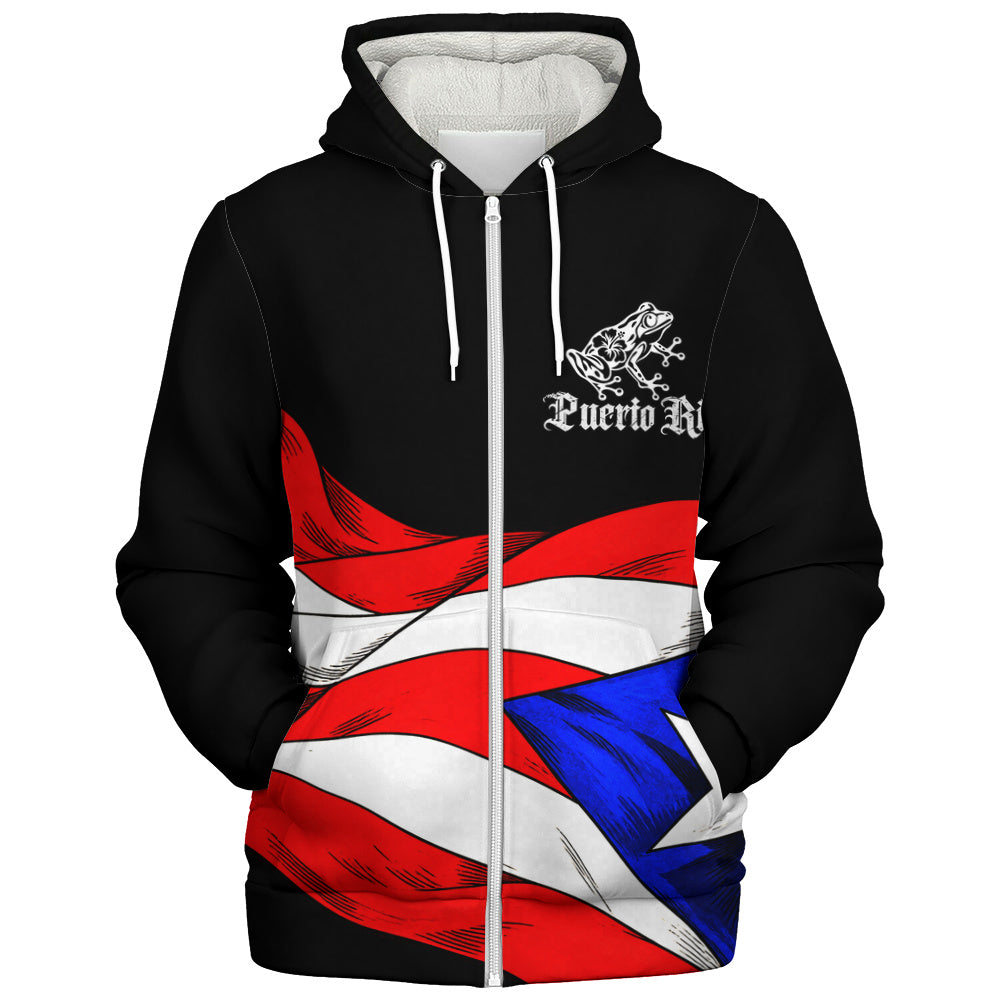 Puerto Rico Sherpa Hoodie Coqui Flag Boricua Heritage