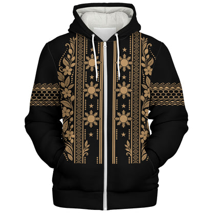 Philippines Filipinos Sherpa Hoodie Sampaguita With Eagle Sun Filipino Heritage