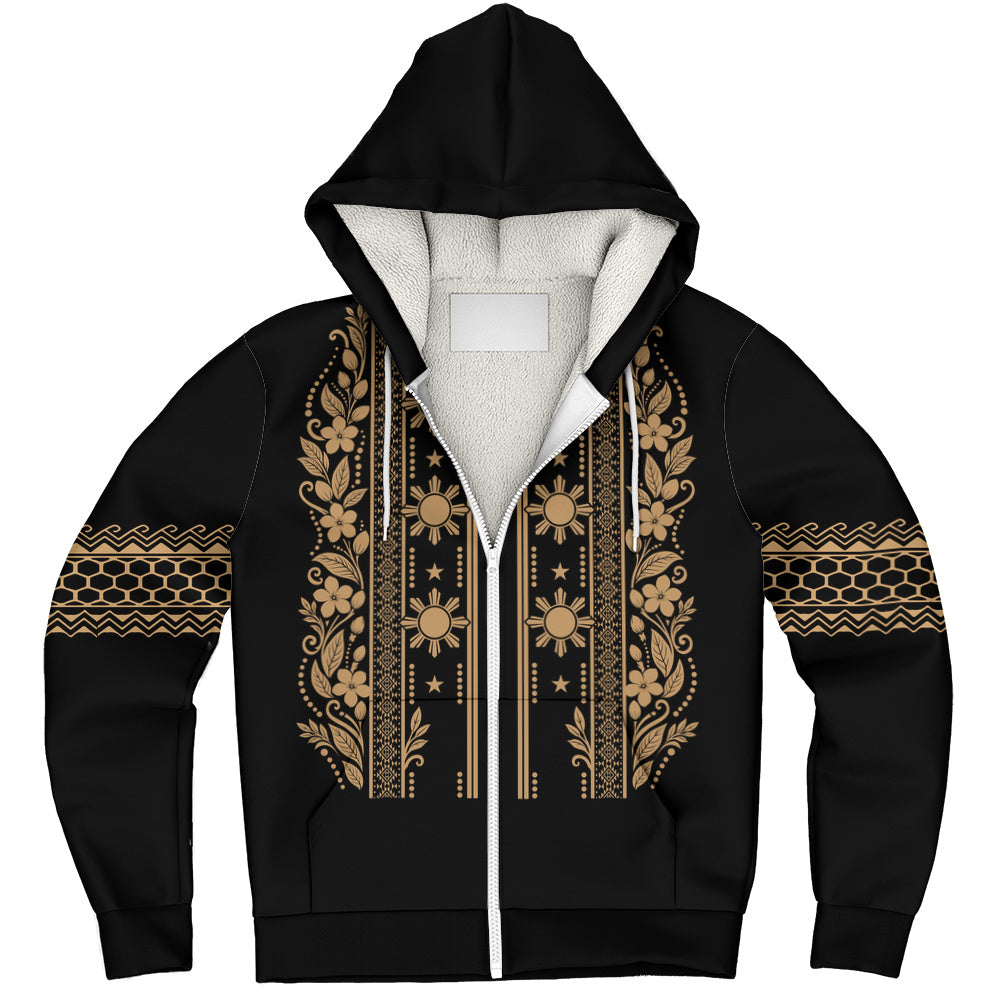 Philippines Filipinos Sherpa Hoodie Sampaguita With Eagle Sun Filipino Heritage