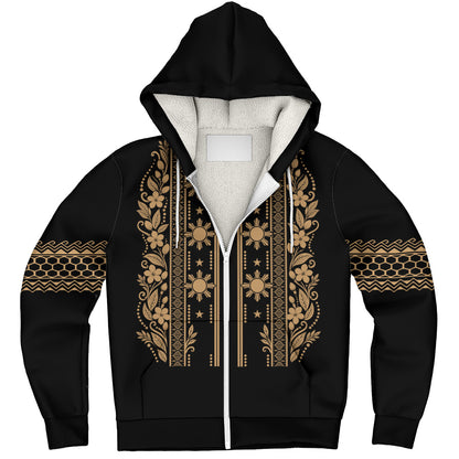 Philippines Filipinos Sherpa Hoodie Sampaguita With Eagle Sun Filipino Heritage
