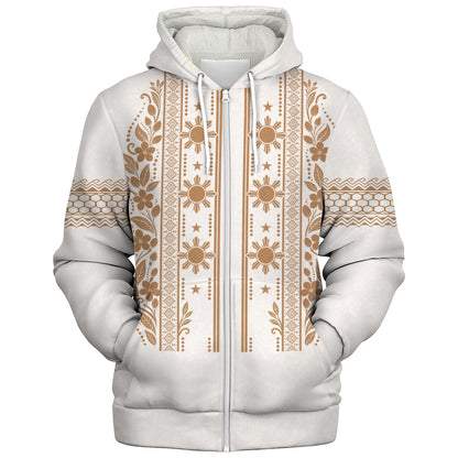 Philippines Filipinos Sherpa Hoodie Sampaguita With Eagle Sun Filipino Heritage