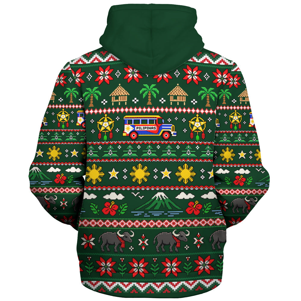 Philippines Filipinos Sherpa Hoodie Maligayang Pasko Pattern Style