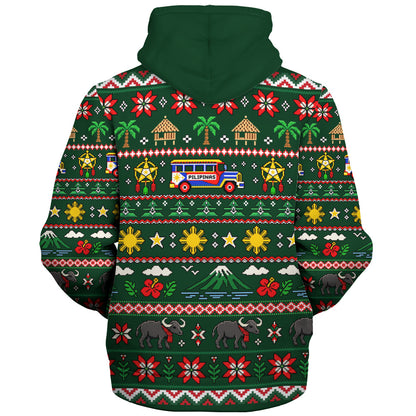 Philippines Filipinos Sherpa Hoodie Maligayang Pasko Pattern Style