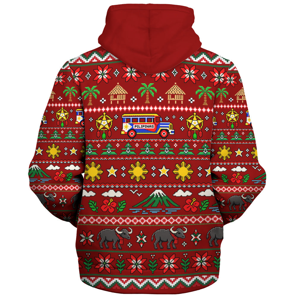 Philippines Filipinos Sherpa Hoodie Maligayang Pasko Pattern Style