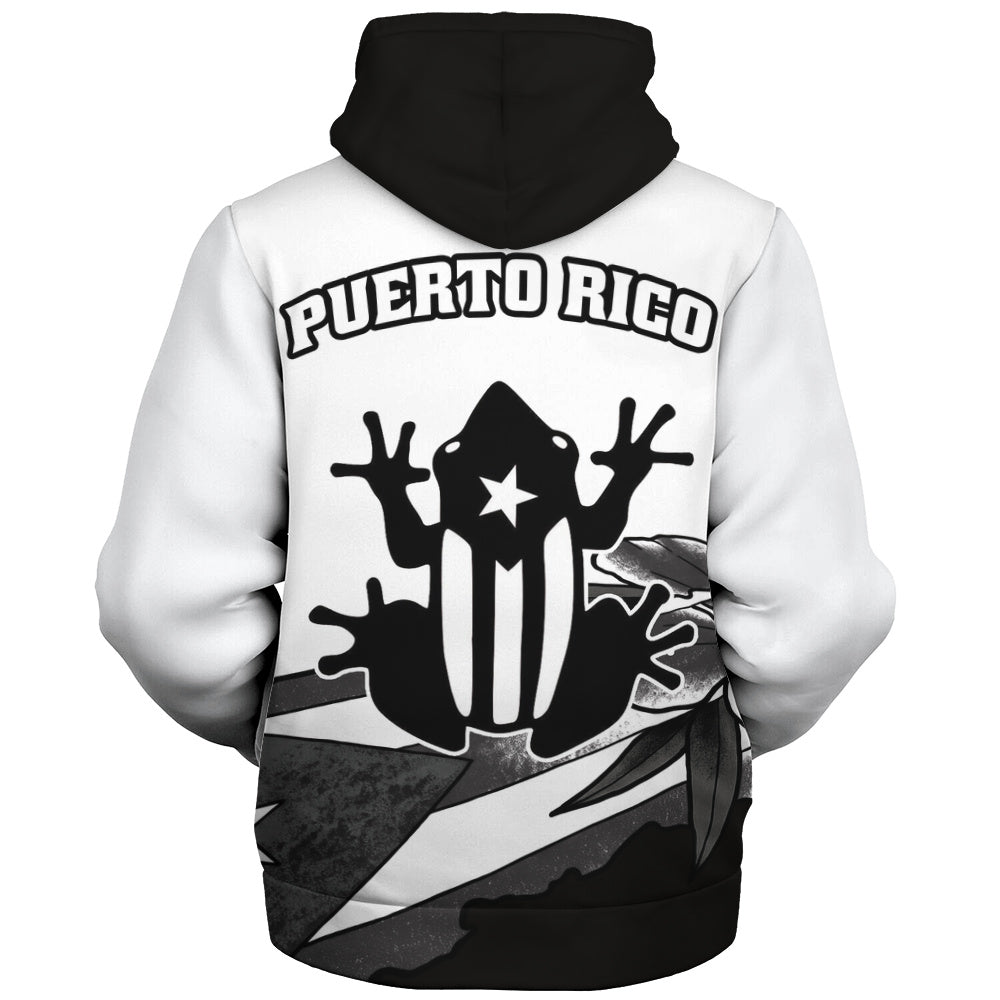 Puerto Rico Sherpa Hoodie Coqui Frog Puerto Rican Flag Tropical Floral Boricua Pride