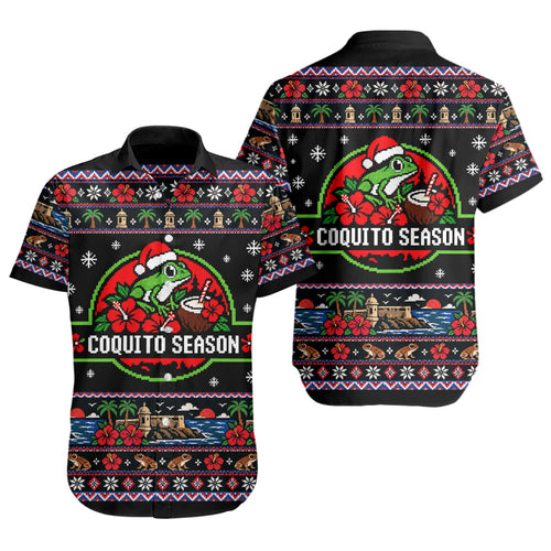 Puerto Rico Short Sleeve Shirt Coquito Season Puerto Rico Christmas Ugly Style