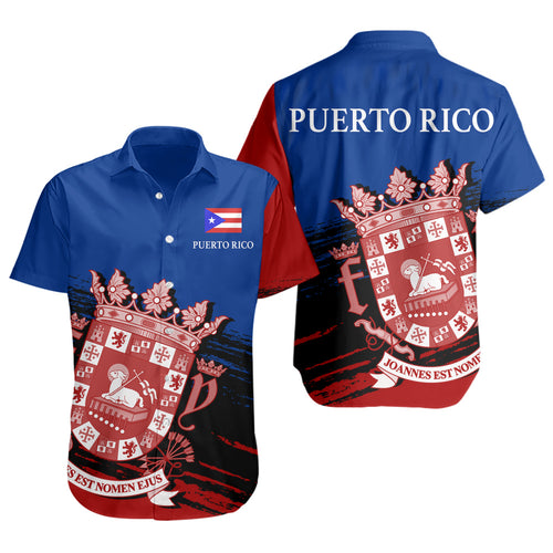 Puerto Rico Short Sleeve Shirt Coat Of Arms Pride Style