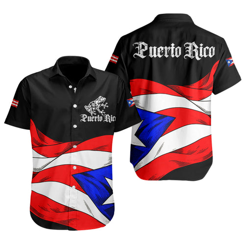 Puerto Rico Short Sleeve Shirt Coqui Flag Boricua Heritage