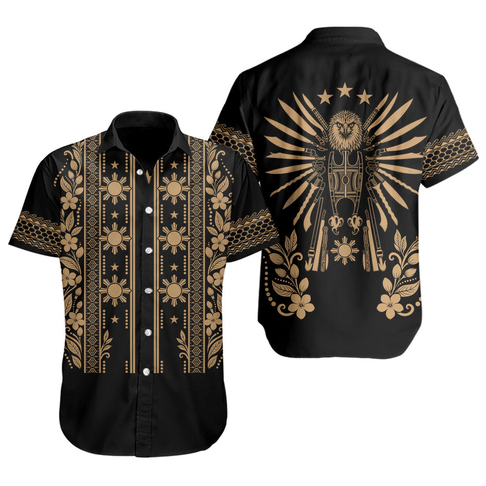 Philippines Filipinos Short Sleeve Shirt Sampaguita With Eagle Sun Filipino Heritage