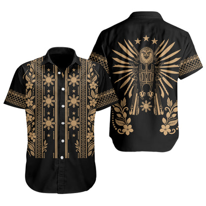 Philippines Filipinos Short Sleeve Shirt Sampaguita With Eagle Sun Filipino Heritage