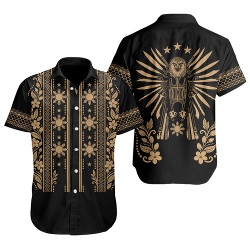 Philippines Filipinos Short Sleeve Shirt Sampaguita With Eagle Sun Filipino Heritage