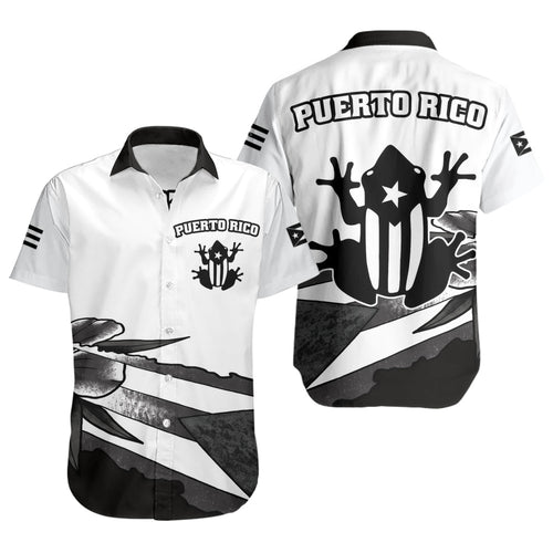 Puerto Rico Short Sleeve Shirt Coqui Frog Puerto Rican Flag Tropical Floral Boricua Pride