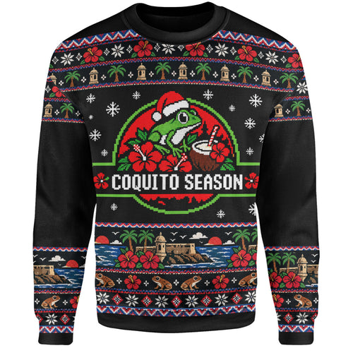 Puerto Rico Sweatshirt Coquito Season Puerto Rico Christmas Ugly Style