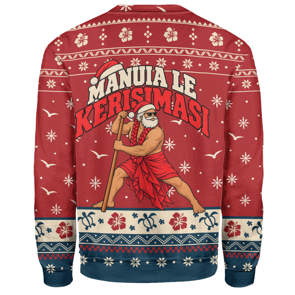 Samoa Sweatshirt Ugly Christmas Manuia le Kerisimasi Samoan Warrior Santa