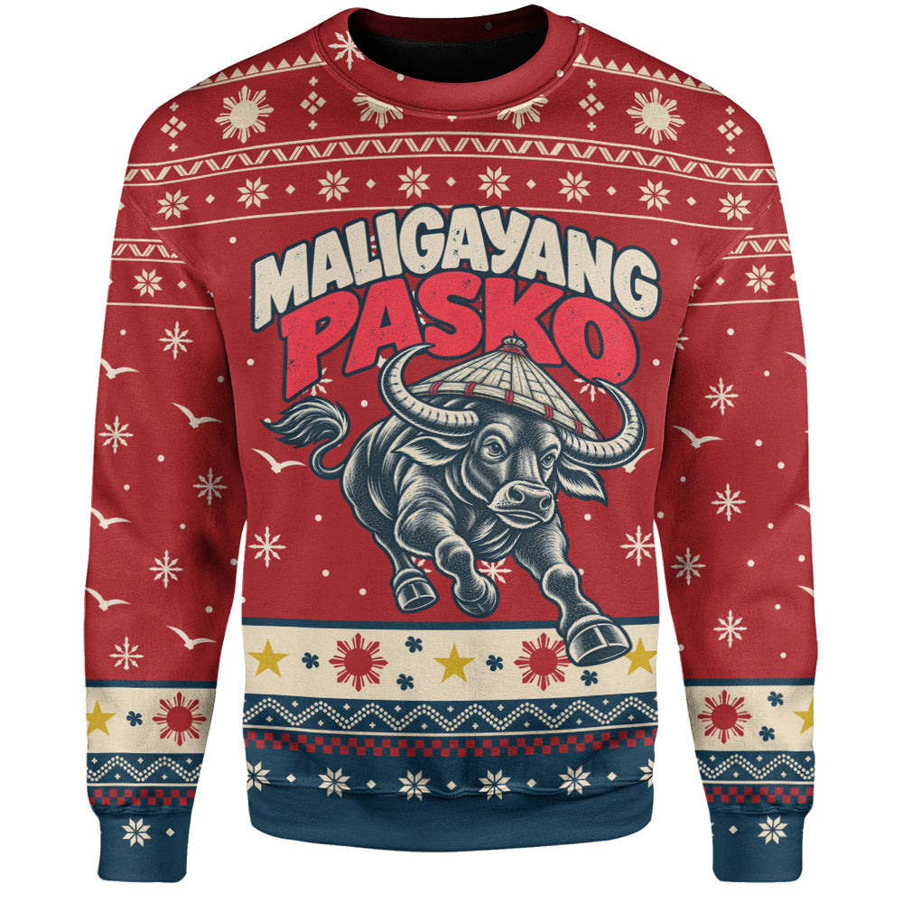 Philippines Filipinos Sweatshirt Ugly Christmas Maligayang Pasko Filipino Carabao