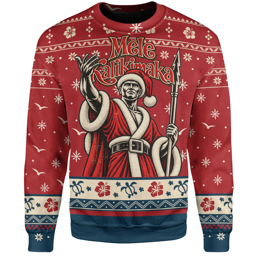 Hawaii Sweatshirt Ugly Christmas Mele Kalikimaka King Kamehameha