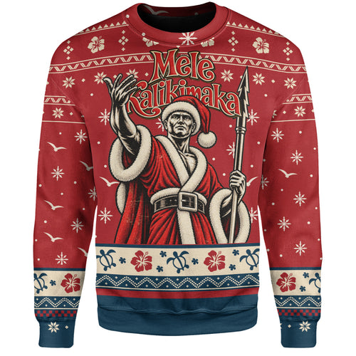 Hawaii Sweatshirt Ugly Christmas Mele Kalikimaka King Kamehameha
