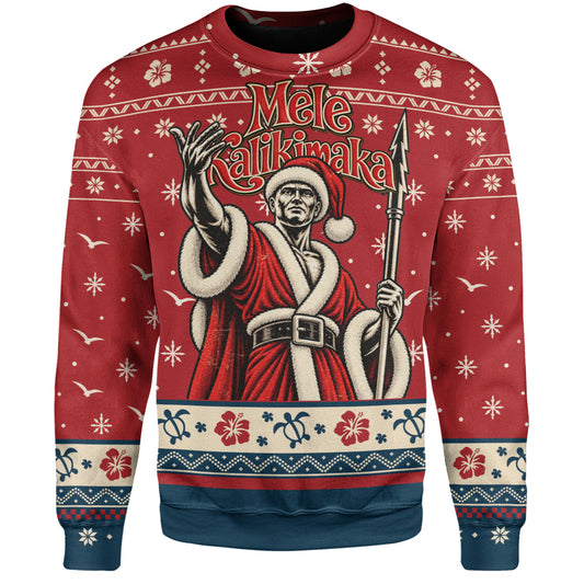 Hawaii Sweatshirt Ugly Christmas Mele Kalikimaka King Kamehameha