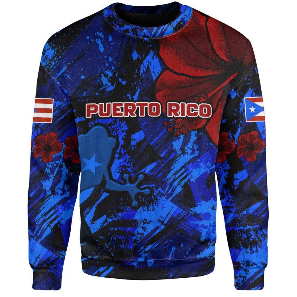 Puerto Rico Sweatshirt Coqui Frog Flag Hibiscus Tropical Floral Pride