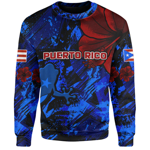 Puerto Rico Sweatshirt Coqui Frog Flag Hibiscus Tropical Floral Pride