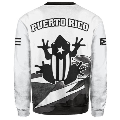 Puerto Rico Sweatshirt Coqui Frog Puerto Rican Flag Tropical Floral Boricua Pride