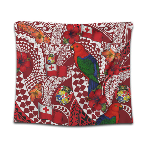 Tonga Tapestry Polynesian Red Shining Parrot Heilala Pattern