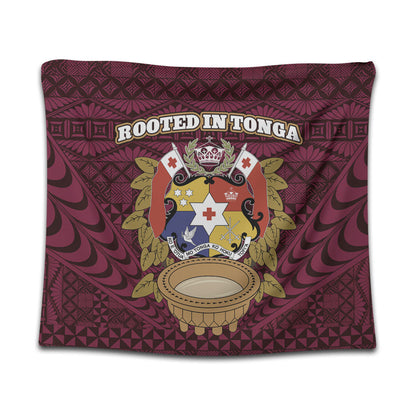 Tonga Tapestry Rooted In Tonga Coat Of Arms Kava Bowl Ngatu Style