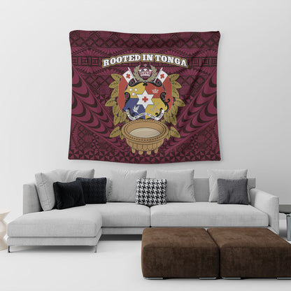 Tonga Tapestry Rooted In Tonga Coat Of Arms Kava Bowl Ngatu Style