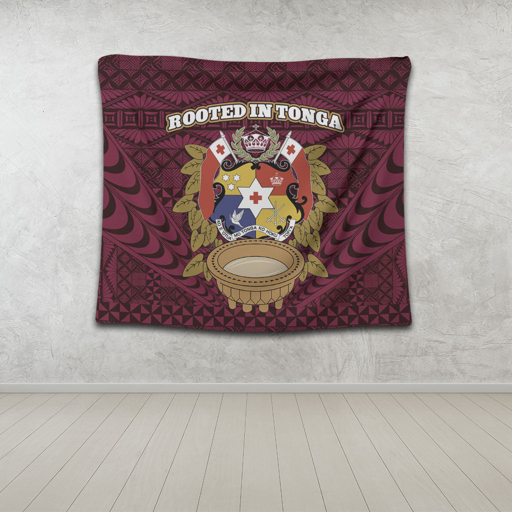 Tonga Tapestry Rooted In Tonga Coat Of Arms Kava Bowl Ngatu Style