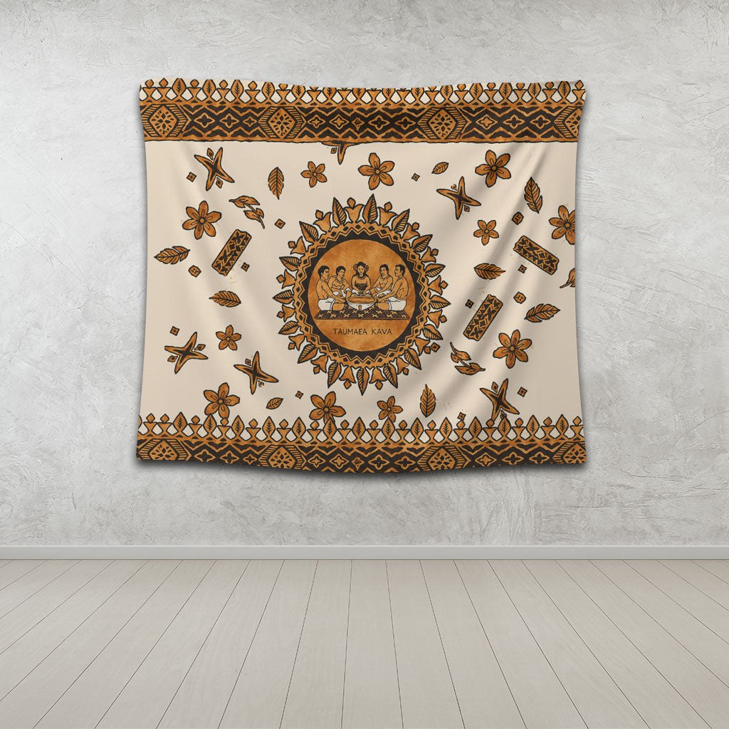 Tonga Tapestry Taumafa Kava Ceremony Tapa Heritage Style