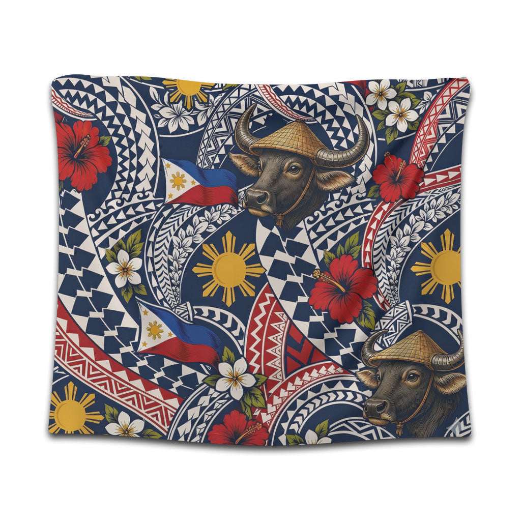 Philippines Filipinos Tapestry Carabao Sun Flag Floral Tribal Style