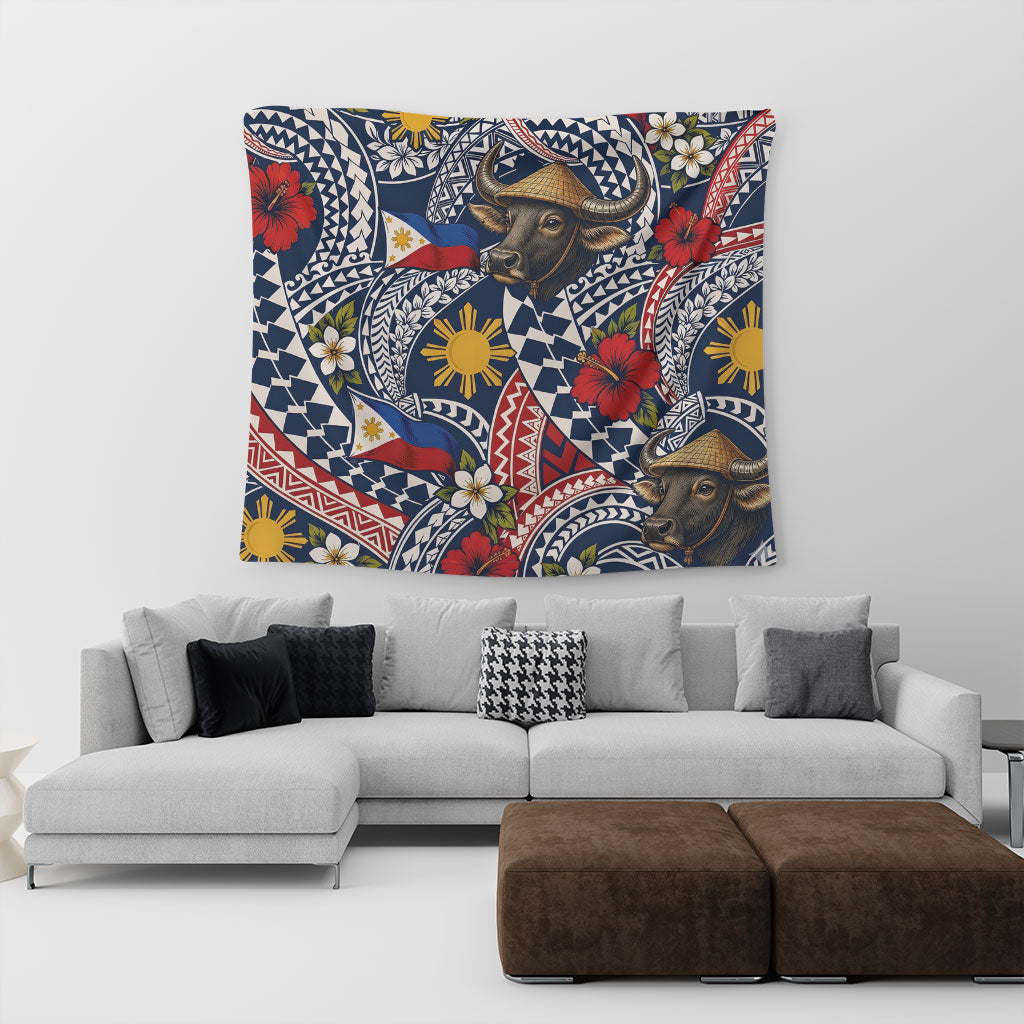 Philippines Filipinos Tapestry Carabao Sun Flag Floral Tribal Style