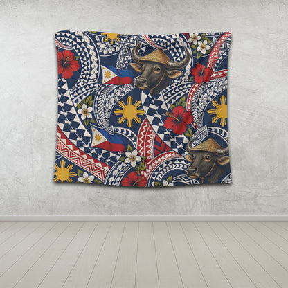 Philippines Filipinos Tapestry Carabao Sun Flag Floral Tribal Style