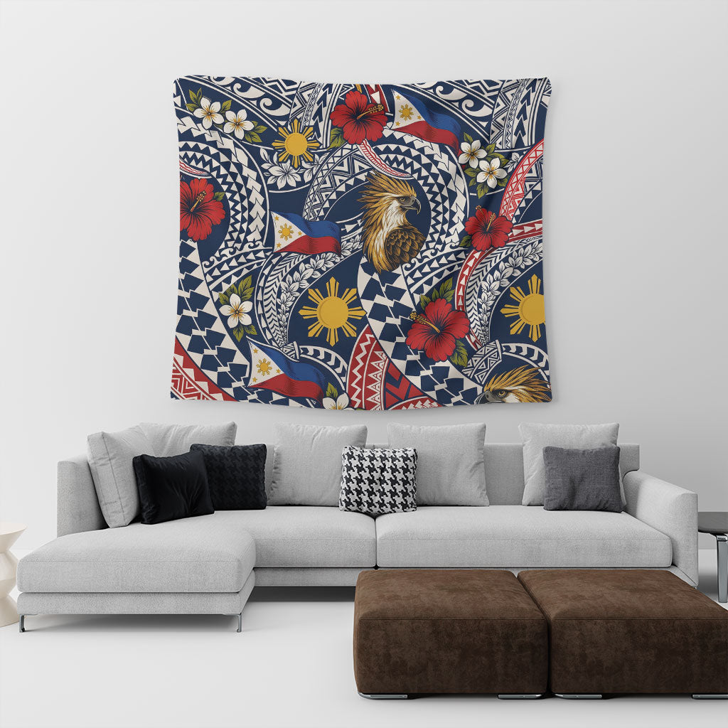 Philippines Filipinos Tapestry Eagle Sun Flag Floral Tribal Style