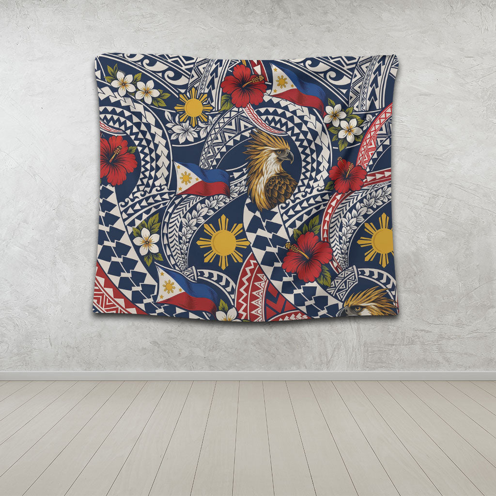 Philippines Filipinos Tapestry Eagle Sun Flag Floral Tribal Style