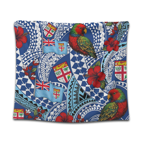 Fiji Tapestry Kula Parrot Flag Hibiscus Tribal Style