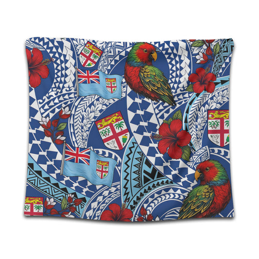 Fiji Tapestry Kula Parrot Flag Hibiscus Tribal Style