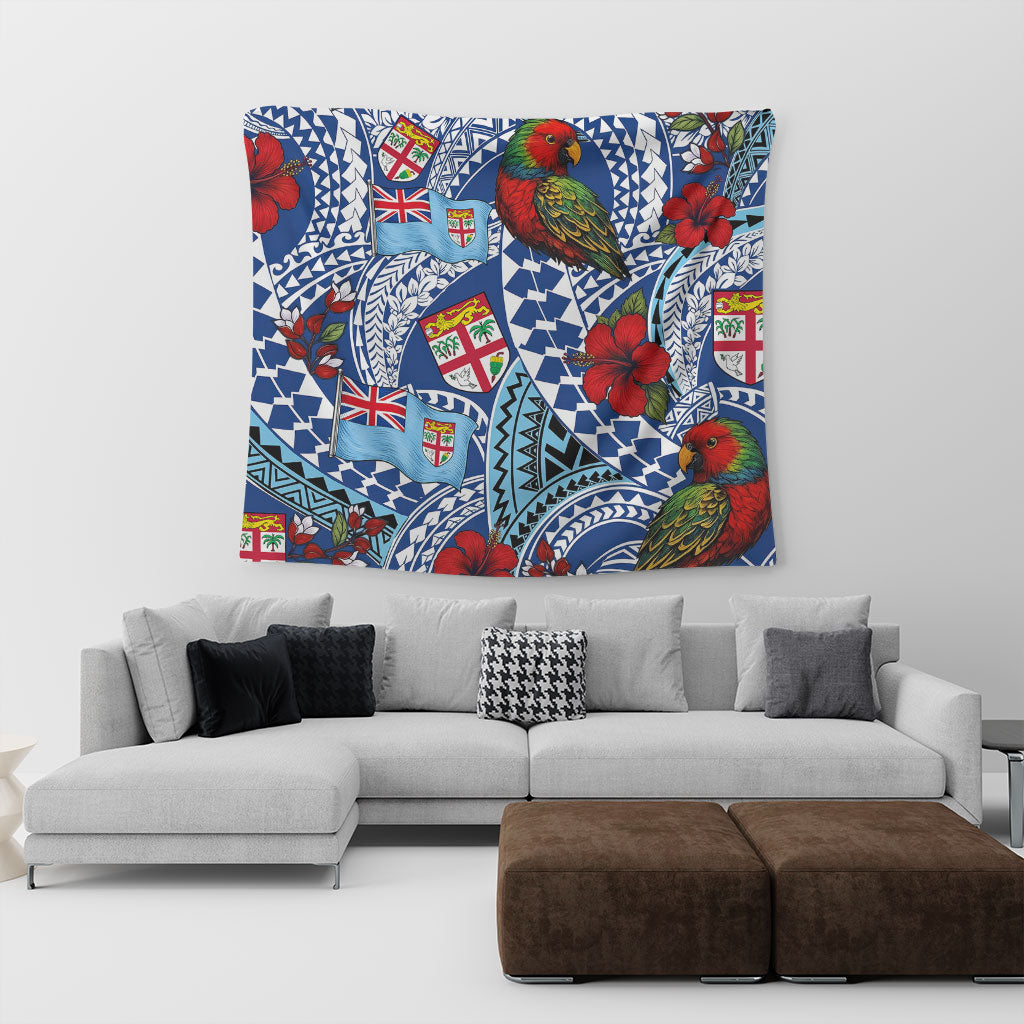 Fiji Tapestry Kula Parrot Flag Hibiscus Tribal Style