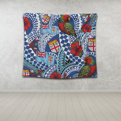 Fiji Tapestry Kula Parrot Flag Hibiscus Tribal Style