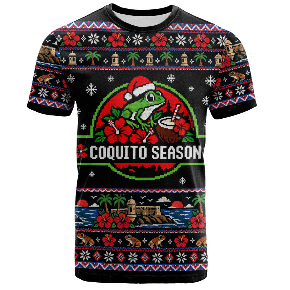 Puerto Rico T-Shirt Coquito Season Puerto Rico Christmas Ugly Style