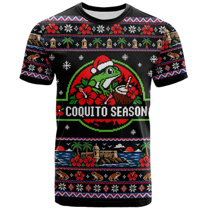 Puerto Rico T-Shirt Coquito Season Puerto Rico Christmas Ugly Style
