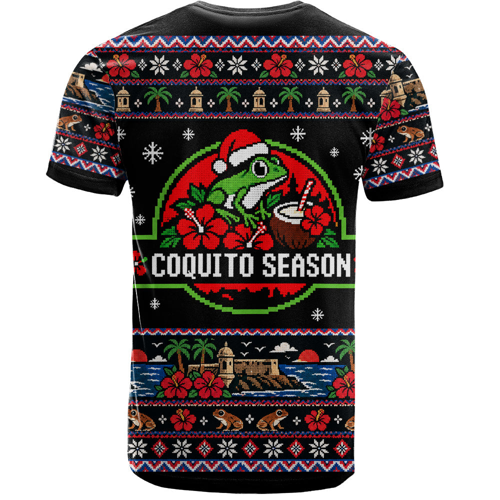Puerto Rico T-Shirt Coquito Season Puerto Rico Christmas Ugly Style