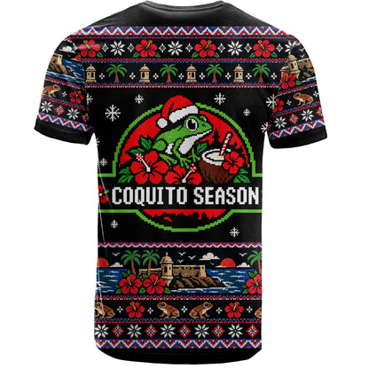 Puerto Rico T-Shirt Coquito Season Puerto Rico Christmas Ugly Style