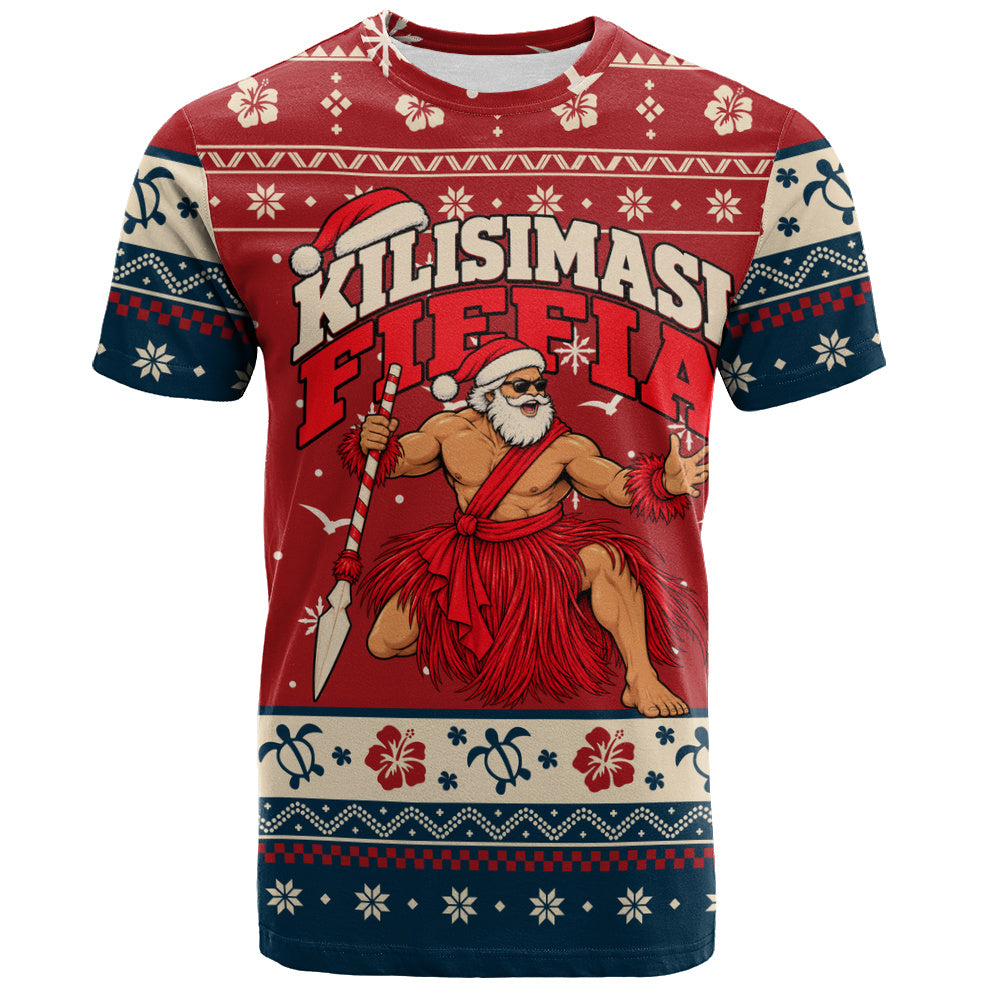 Tonga T-Shirt Ugly Christmas Kilisimasi Fiefia Tongan Warrior Santa