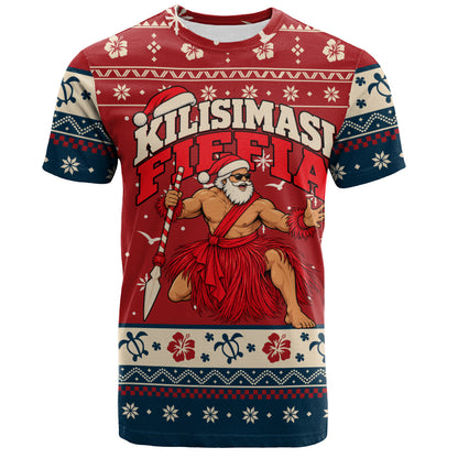 Tonga T-Shirt Ugly Christmas Kilisimasi Fiefia Tongan Warrior Santa