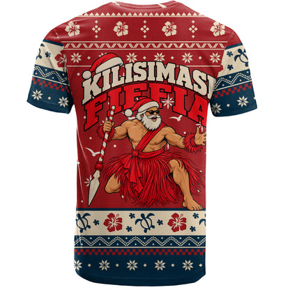 Tonga T-Shirt Ugly Christmas Kilisimasi Fiefia Tongan Warrior Santa