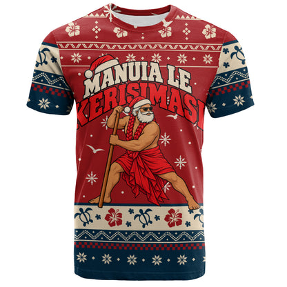Samoa T-Shirt Ugly Christmas Manuia le Kerisimasi Samoan Warrior Santa