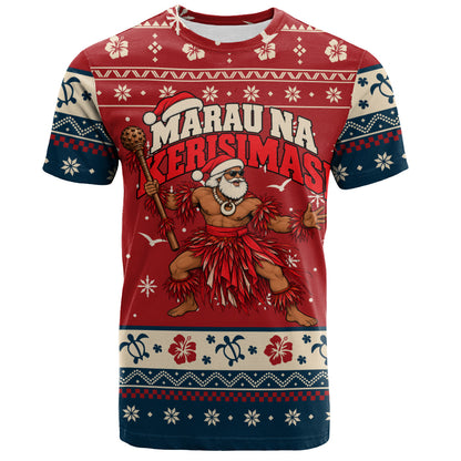 Fiji T-Shirt Ugly Christmas Marau na Kerisimasi Fijian Warrior Santa