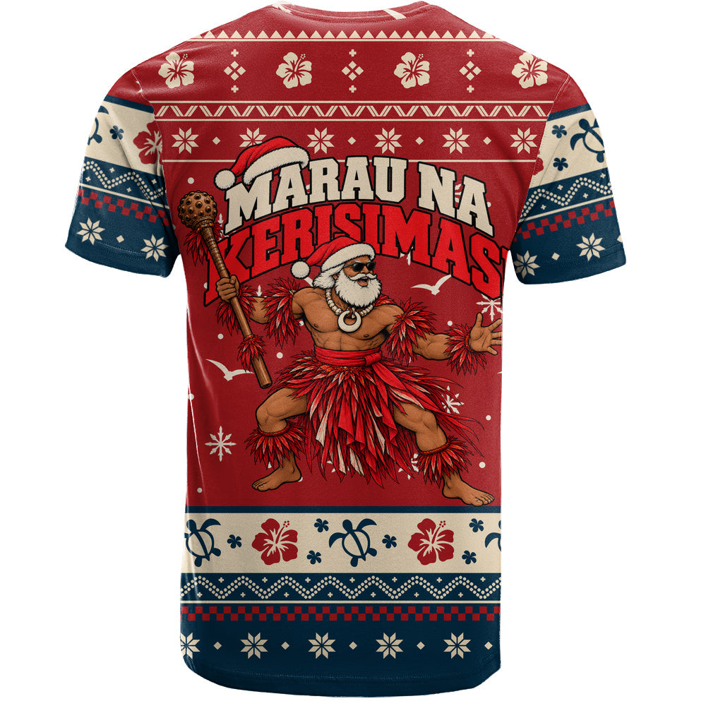 Fiji T-Shirt Ugly Christmas Marau na Kerisimasi Fijian Warrior Santa